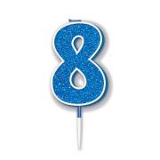 BLUE AND SILVER GLITTER NO.8 CANDLE