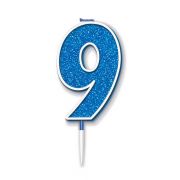 BLUE AND SILVER GLITTER NO.9 CANDLE