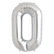 65cm NUMBER 0 SILVER FOIL BALLOON