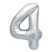 65cm NUMBER 4 SILVER FOIL BALLOON