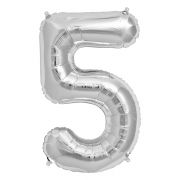 65cm NUMBER 5 SILVER FOIL BALLOON