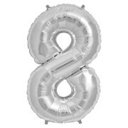 65cm NUMBER 8 SILVER FOIL BALLOON