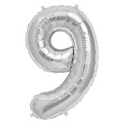65cm NUMBER 9 SILVER FOIL BALLOON