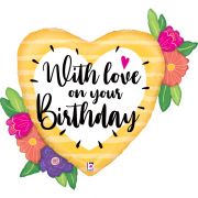 35in WITH LOVE BIRTHDAY FLOWER FOIL BALLOON