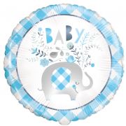 18in BLUE FLORAL ELEPHANT FOIL BALLOON