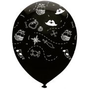 6PK 12in PIRATE'S MAP LATEX BALLOONS