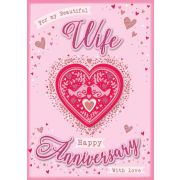 10x7in ANNIVERSARY WIFE BOXED CARD 3S